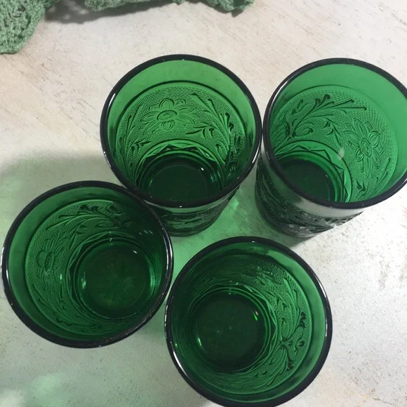 Vintage Anchor Hocking juice depression glass green “Sandwich “pattern - Picture 6 of 10